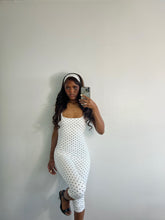 Load image into Gallery viewer, Poka Dot Capri Jumpsuit + Headband
