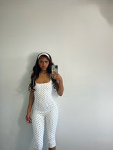 Load image into Gallery viewer, Poka Dot Capri Jumpsuit + Headband
