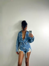 Load image into Gallery viewer, Denim Distressed Romper
