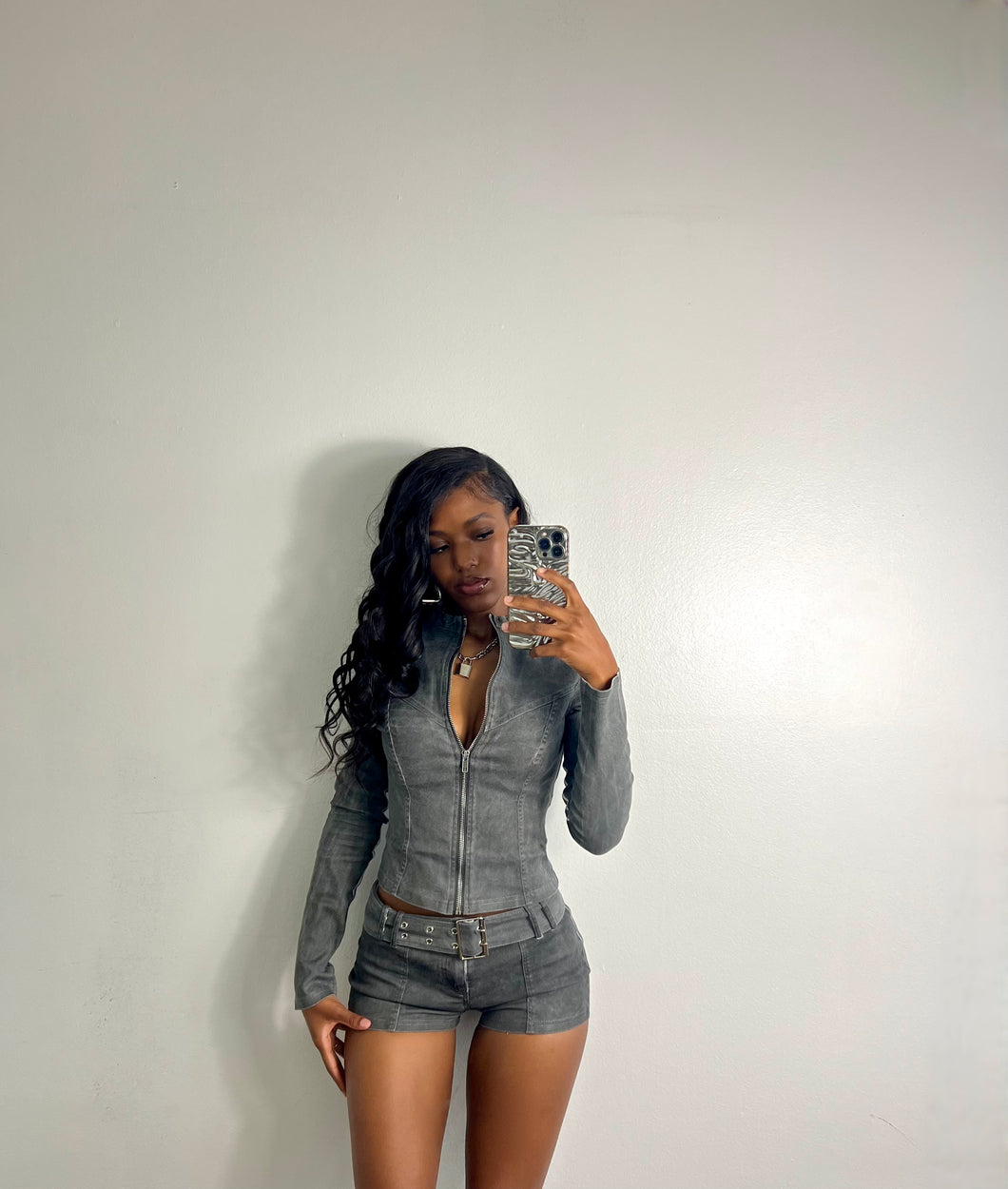 A Denim Number Micro Short Set